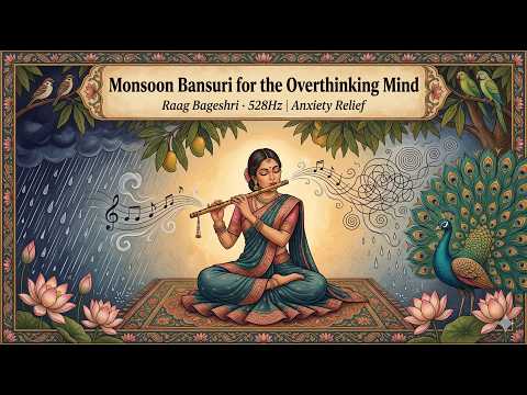 When Overthinking Won't Quiet 🌧️ Raag Bageshri 528Hz | Bansuri for Anxiety Relief