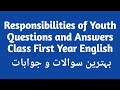 Lesson 1  responsibilities of youth class 11  responsibilities of youth question answers