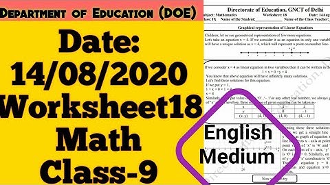 Class 9 | DOE Worksheet 18 Math | Linear Equation in two variables | Edu Villa Point