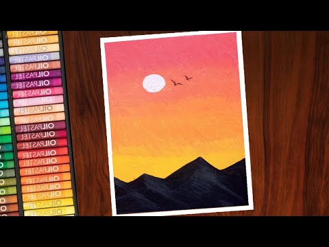 how to draw a sunset on paper easy ｜Pencarian TikTok