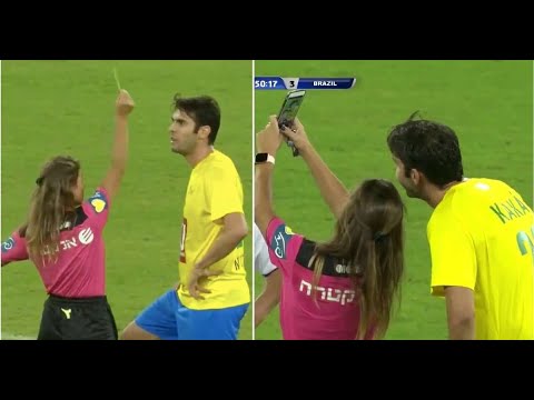 Ricardo Kaka receive a fake yellow card and takes a selfie with the referee #ShalomGame