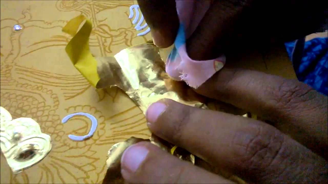 Step 7a Taking impression on gold foil Tanjore Painting (kerala