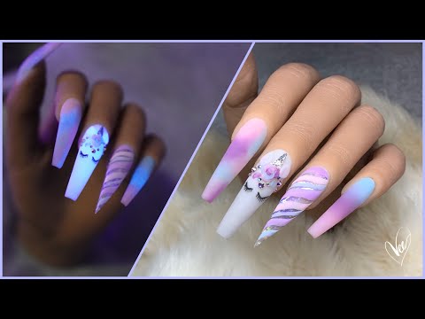 Unicorn Glow Nails | Nail Art Tutorial | Acrylic Nail Tutorial