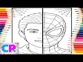 Peter Parker and Spiderman Half-Face/Spiderman Creative Coloring/Art Therapy/Relaxing Drawing