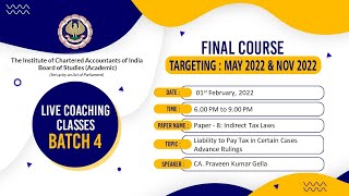 Final Paper 8: IDTL | Topic: Liability to Pay Tax in Certain...| Session 2 | 01 Feb, 2022 screenshot 5