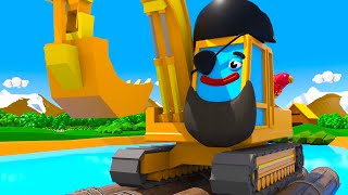 El tesoro de la Excavadora pirata - Cars Town - Dibujos animados para niños