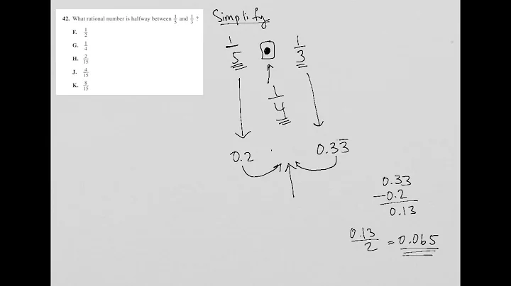What rational number is halfway between 1/5 and 1/3 ?