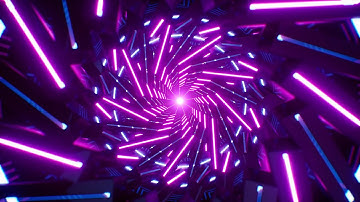 3D Visual Art Loop Background of Spinning Light Tunnel
