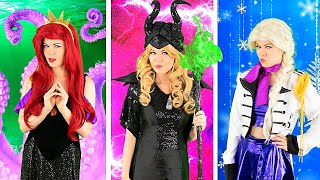 DISNEY PRINCESSES become VILLAINS | Aurora, Maleficent | Elsa, Hans | Ariel, Ursula | BFF Besties