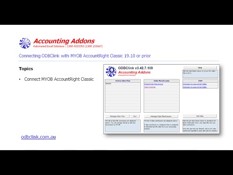 Connecting ODBClink with MYOB AccountRight Classic