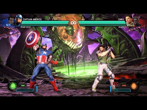 Captain America & Frank West vs Chris & Hawkeye (Hardest AI) - Marvel vs Capcom: Infinite