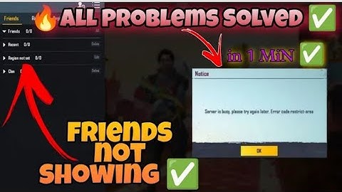 BGMI Login Problem & FRIEND not showing 🤕 Server Is Busy Please Try Again Later Error Code DB Error