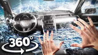 360° Сar Sinking And Filling With Water - Survive And Escape The Flood Vr 360 Video 4K