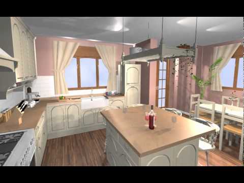 Una gran cocina en madera lacada de estilo ingles con isla y ...