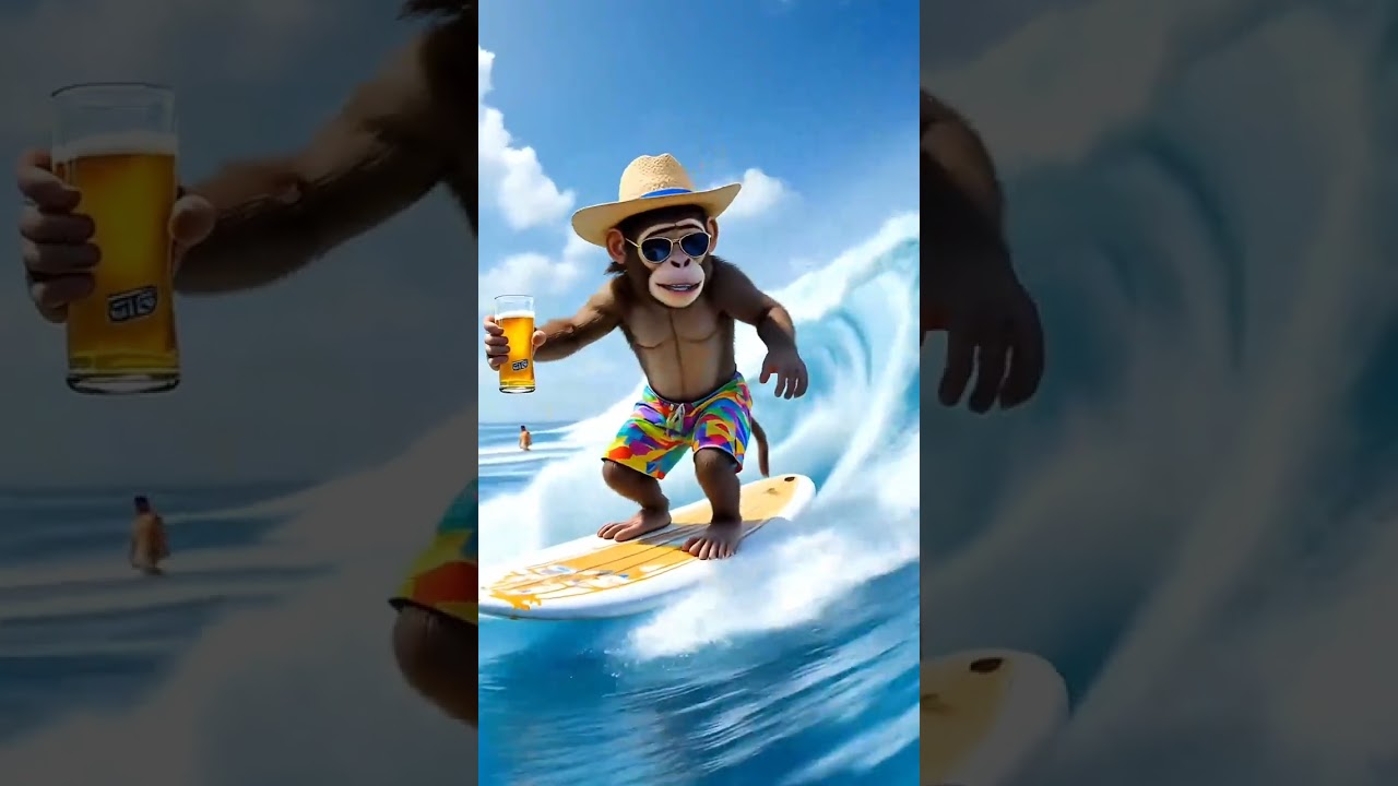 Coolest Monkey on the Beach! 🕶️🐒 | Surfing & Party Life 