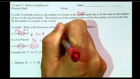 Discrete Math 3.2 Matrix Multiplication of row and column matrices