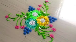 Easy and simple Rangoli designs with colours #152