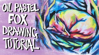 How to draw a fox in oil pastel lesson