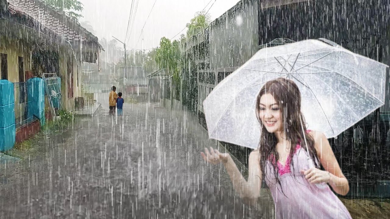 Super Heavy Rain Strong Wind In My Beautiful Village The Sound Of Rain ...