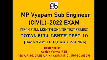 MP Vyapam Sub Engineer(Civil-Tech) 2022||Exam  Online Test Series|Test-01 is Live|IESGATEWiz