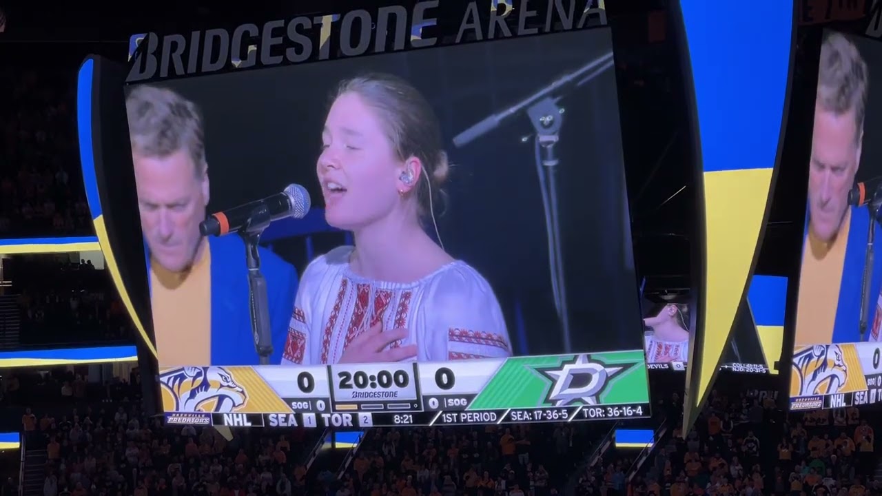 Ukraine national anthem at Nashville Predators game