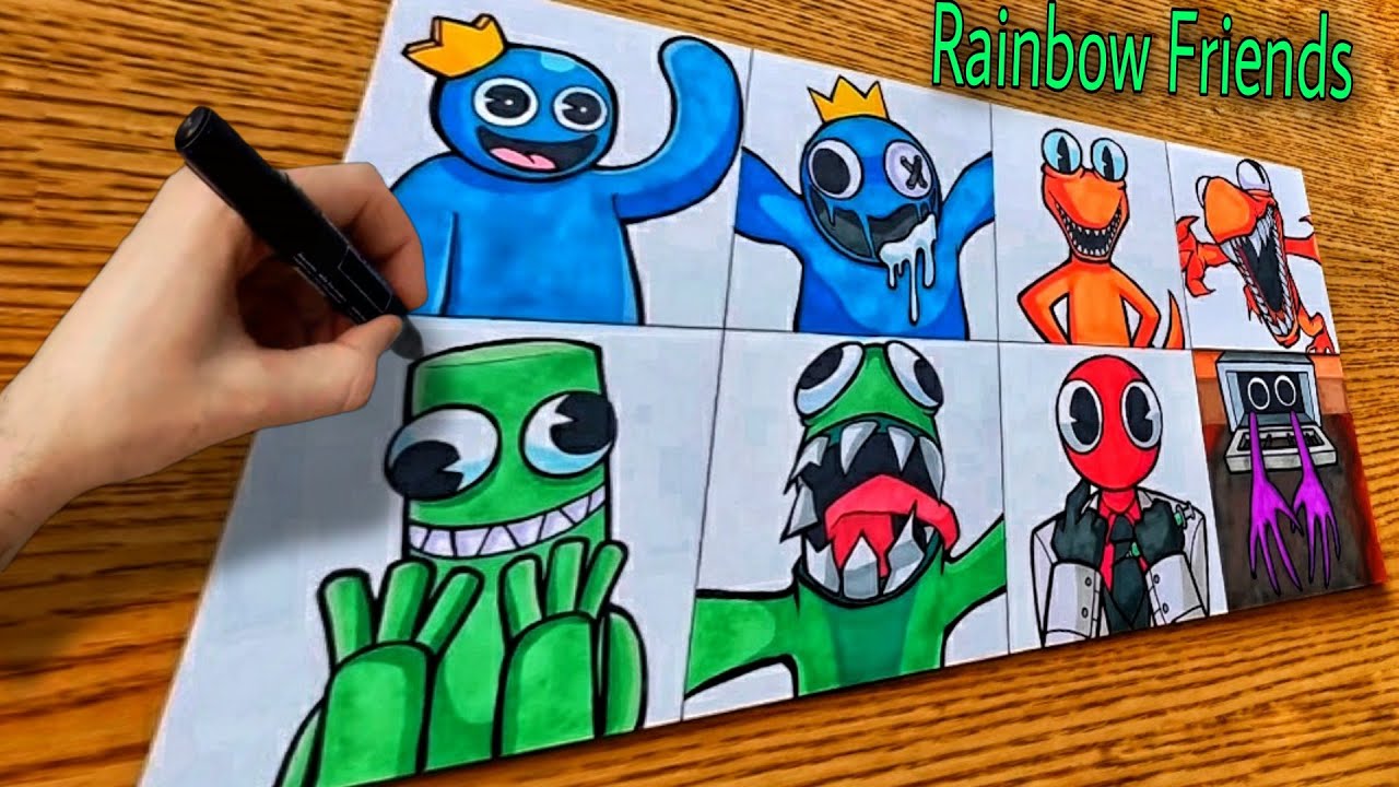 How to draw Blue (Vs. Rainbow Friends) - SketchOk