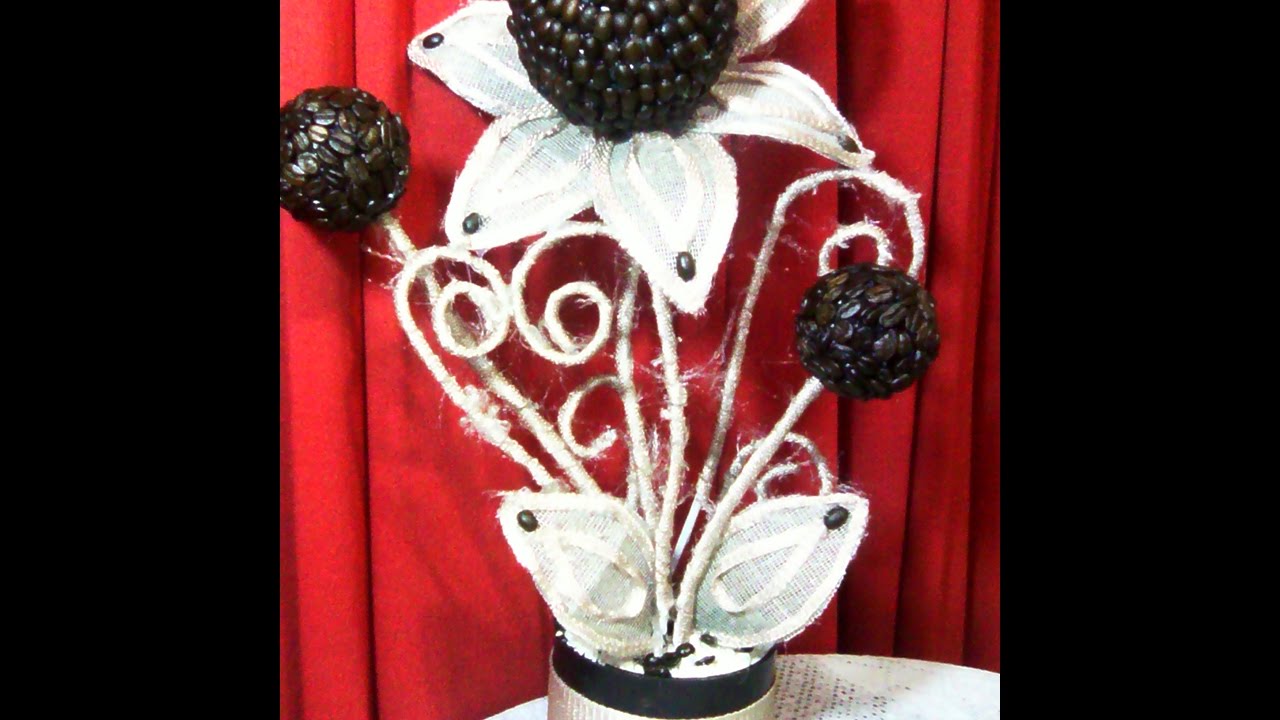 Arreglo floral con granos de café. DIY - YouTube