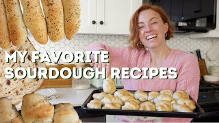 My Favorite Sourdough Recipes | garlic knots, breadsticks, raisin loaf and more!
