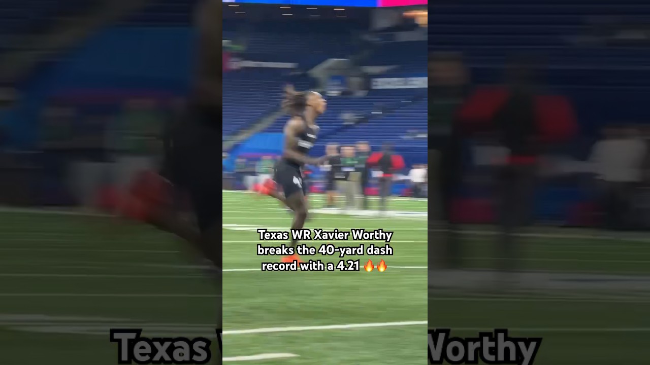 Xavier Worthy’s reaction to his 40 time 🙌 (via 