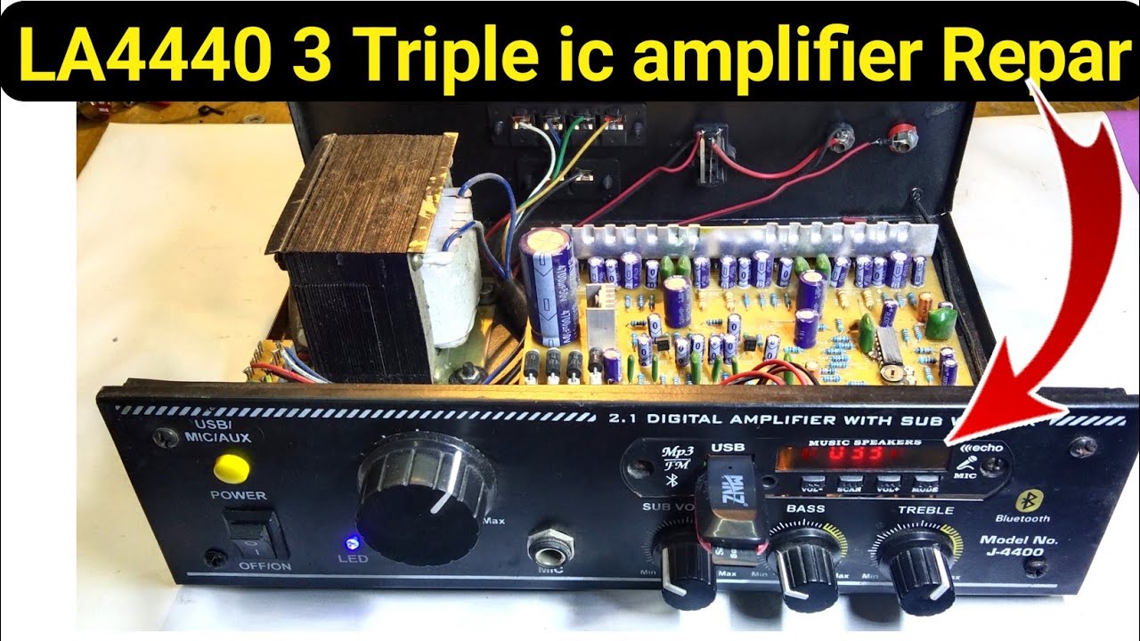 amplifier repair LA4440 triple ic 2.1 home theatre amplifier
