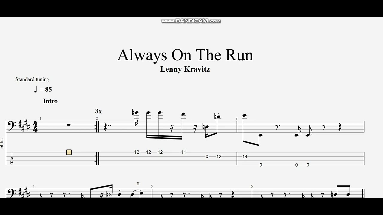 Lenny Kravitz - Always On The Run (bass tab) - YouTube