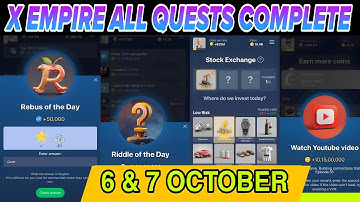 6-7 October All Quests Code X Empire | Riddle Of The Day | Rebus Of The Day | YouTube Video Code