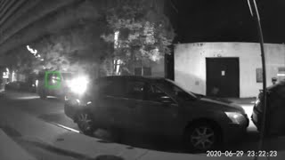 Surveillance video shows firework being shot out of car window toward local home
