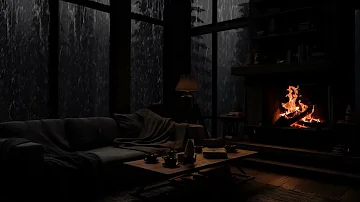 Midnight Rain & Warm Fireplace - Cozy Attic Night & Thunder Sounds for Deep Sleep & Relaxation