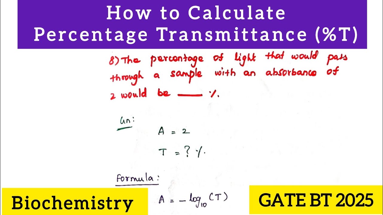 Transmittance Method How to Calculate Percentage Transmittance (%T) | Absorbance| GATE BT ...