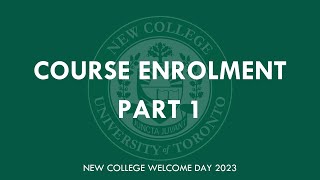 Welcome Day 2023 | Course Enrolment Part 1