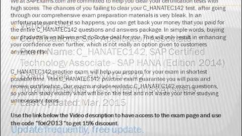 C_HANATEC142, SAP Certified Technology Associate - SAP HANA (Edition 2014)