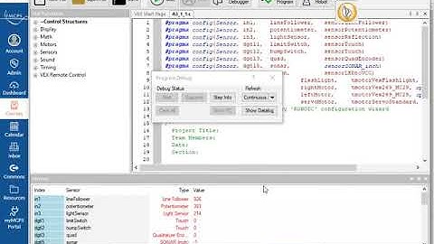 How to use the Debugger Windows in RobotC