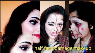 online beauty parlor Course//makeup tutorial Half face damage and half face bolo makeup look screenshot 1