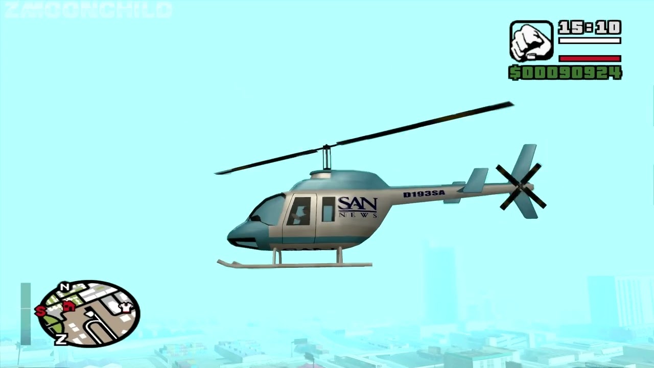 GTA San Andreas - como pegar helicóptero San News Chopper no início do jogo  