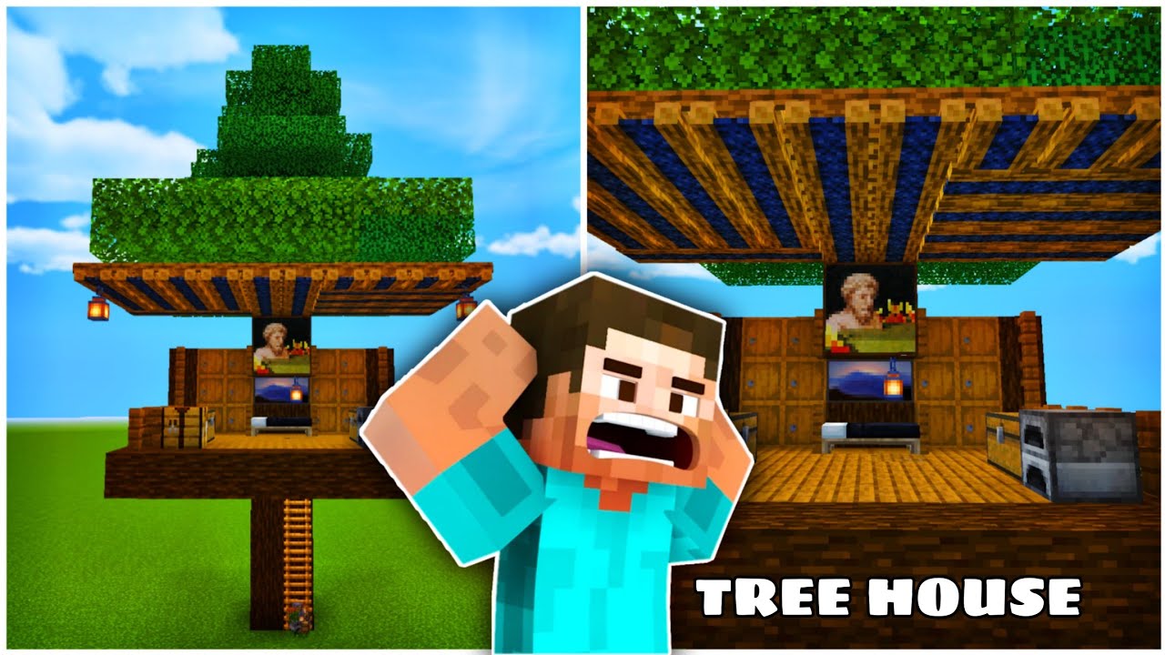 Minecraft Tutorial : How to build a Tree House (Day-3) - YouTube