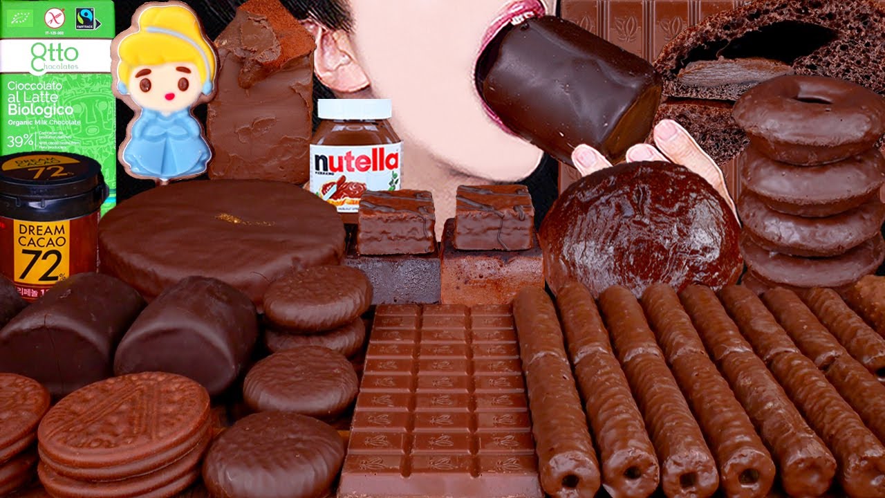 ASMR CHOCOLATE ICE CREAM MARSHMALLOW NUTELLA DESSERT MUKBANG 초콜릿 먹방 チョコレート アイスクリーム 咀嚼音 EATING SOUNDS