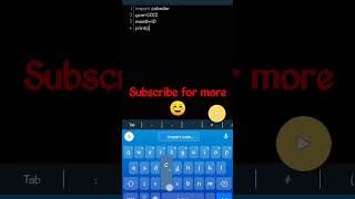 Create a calendar using Python || #project #python #ytshorts #reels #education #followme #coding