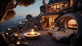 Snowy Mountain Lullaby | Fireside Cabin Ambience | Winter's Embrace | Charming Snowfall Whispers