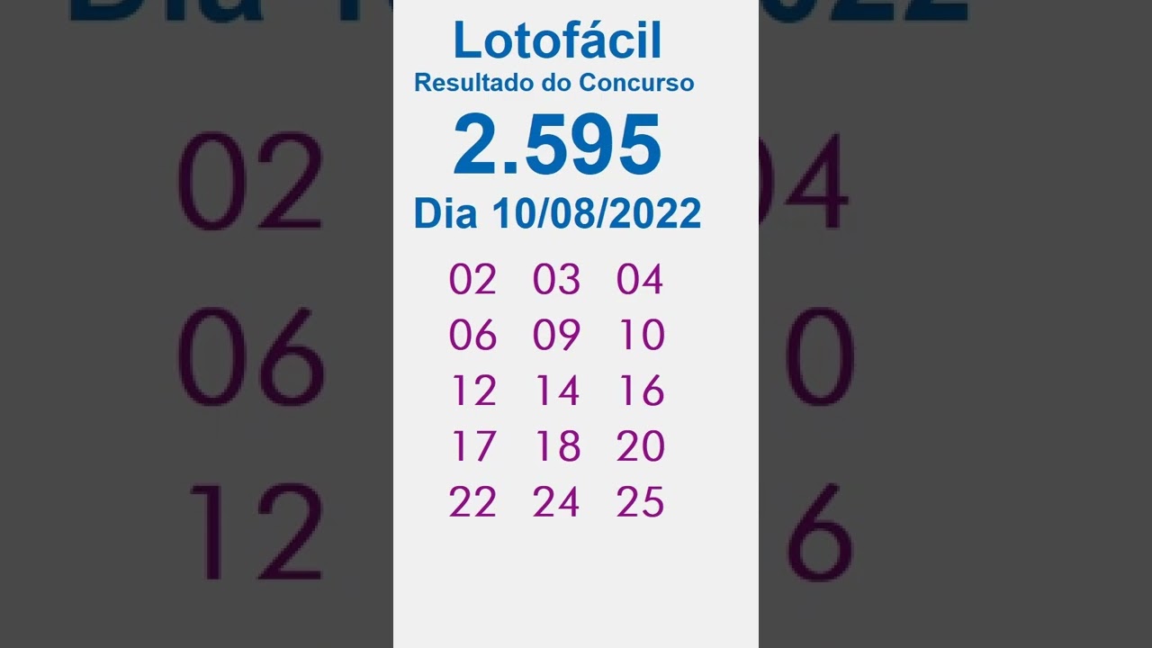 Resultado da Lotofácil dia 10/08/2022 Concurso 2595 de Hoje, Quarta-feira #Shorts