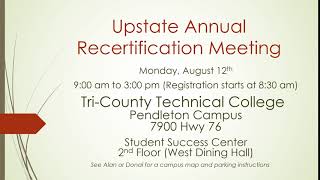 Upstate Annual Recertification Meeting