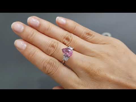 Pink-purple spinel from Tajikistan in pear cut 2.17 carats Video  № 3