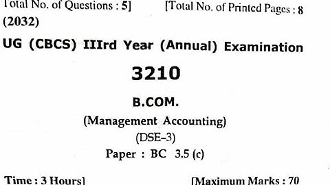 HPU 3rd year (management  accounting) b.com |atest  question paper 2022 #hpu #hpuexams #universities