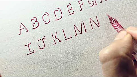 All capital letters A to Z in 3d shadow lettering with glass pen