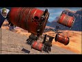 Disintegrating the enemy with flying High Explosive barrels and fire - Crossout Gameplay